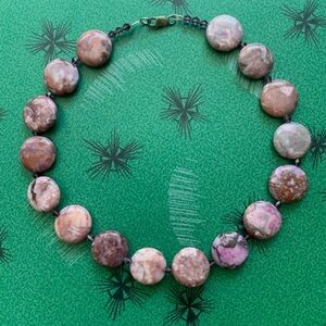 15” Beaded Lepidolite Gemstone Necklace Purple Mauve